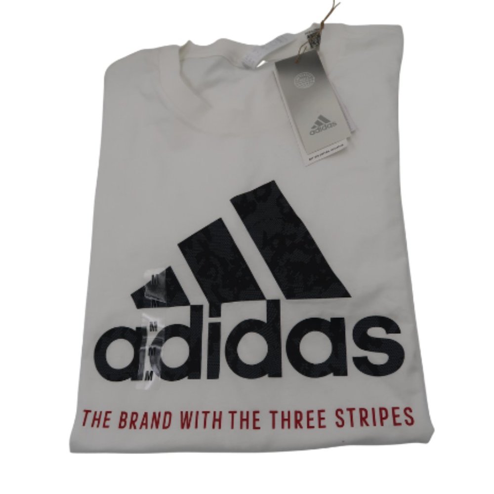 Men's White Adidas Badge Of Sport Digital Camo T-Shirt